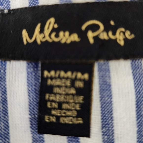 Melissa Paige Women’s Plunge V Neck Linen Baloon Sleeve Top Blouse Blue Size Med - Picture 8 of 10